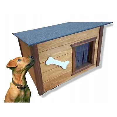 Kennel Outdoor Dog House Teak Cave Winterfest Insulated Wood 67 X 52 CM • £114.53
