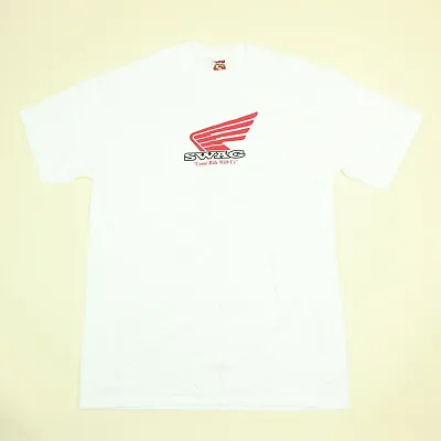 Vintage 90s Swag Skate Tee T-Shirt Honda Motorcycle Theme NOS Slim L Large • $54.99