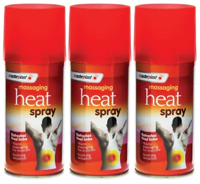 3x 125ml Deep Heat Spray Massaging Instant Muscle Sports Injury Back Pain Relief • £9.97