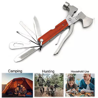Multi Function Outdoor Camping Emergency Survival Tools Axe Hatchet Hammer Plier • $20.99