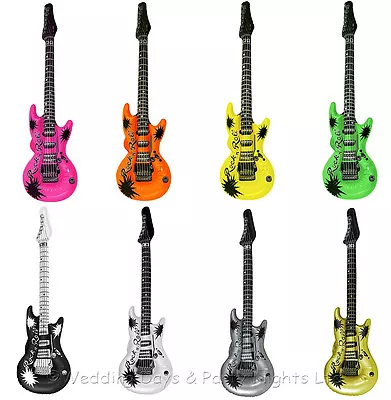 4 Inflatable Blow Up Air Guitars 50s 60s 70s 80s Fancy Dress Birthday Party Prop • £6.95
