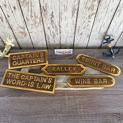 Nautical Door Signs Wood & Brass - Captain's Quarters Galley Wine Spirit Bar • $13.94