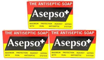 £9.99 • Buy ASEPSO ORIGINAL FORMULA ANTIBACTERIAL ANTISEPTIC SOAP - 80g BAR X 3