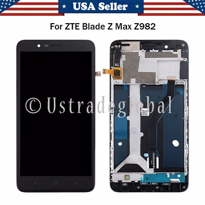 For ZTE BLADE Z MAX Z982 MetroPCS LCD Touch Screen Digitizer + Frame Replacement • $25.99