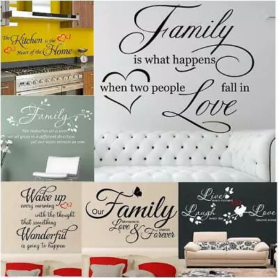 WALL QUOTE STICKER Vinyl Wall Art Decal Family Love Kitchen Wall Stickers N163 • £0.99