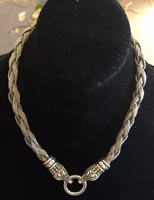 Vintage Barry Kieselstein Cord Woven Sterling Silver 17  Alligator Necklace 1993 • $849.99