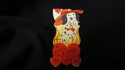 Vintage Fireman Dalmatian Dog Valentine Card C. 1950s • $14.99