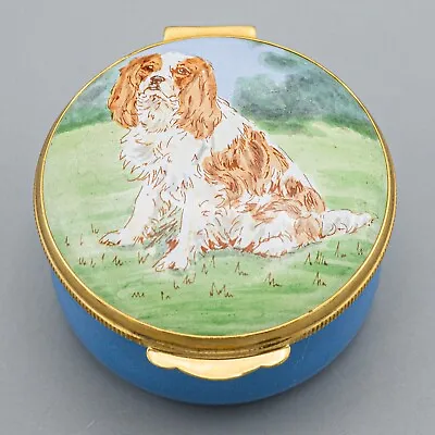 $135 • Buy Crummles Enamels Trinket Box Cavalier King Charles Spaniel Dog Blenheim Blue