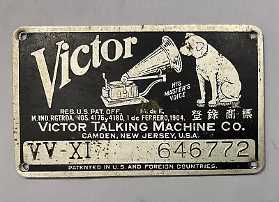 Vintage Victrola Victor Talking Machine Model VV-XI Name Plate ID Badge Emblem  • $16.37