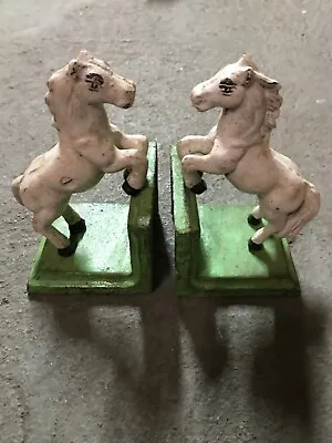 Cast Iron White Horse Bookends • £48.26