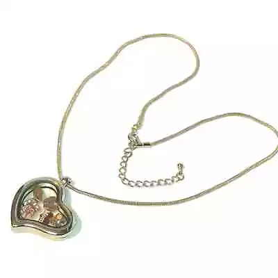 Origami Owl Silver Heart Locket Chain Necklace 6 Charms Mom Shop Flip Flop Paw • $31.95