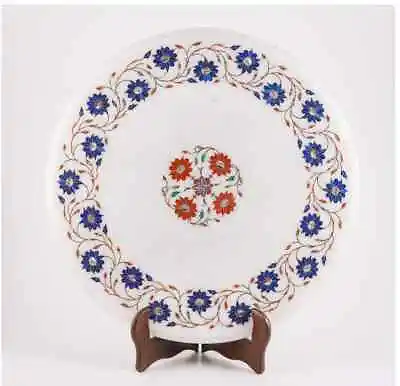 18  White Marble Table Top Coffee Center Inlay Pietra Dura Mosaic Home Decor H2 • $491