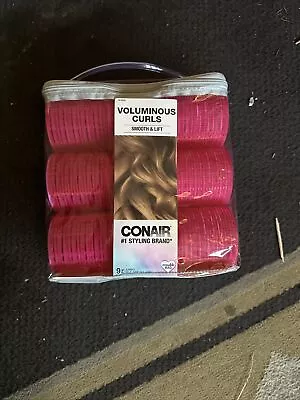 Conair Jumbo Hair Rollers 9 Pack Pink Self Grip Voluminous Curls • $23.42