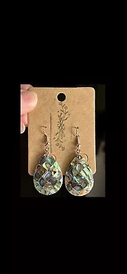 Beautiful Natural Abalone Teardrop Earrings • $14