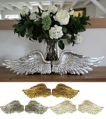 £9.95 • Buy Pair Of Angel Wings Ornate Vintage Shabby Cherub Wall Art Fair Garden Decoration
