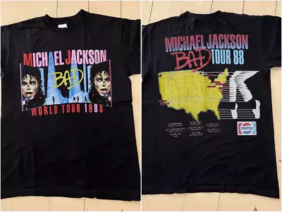 Michael Jackson Bad Tour 1988 Unisex Black T-Shirt • $20.99