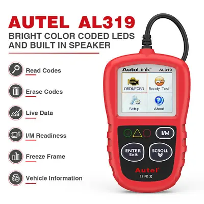 Autel AL319 OBD II OBD2 Engine Universal Car Code Reader Scanner Diagnostic Tool • $31.99