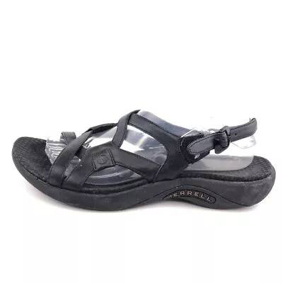 Merell Agave Strappy Summer Sandals Womens Size 9 EUR 40 Black Leather Hiking • $45