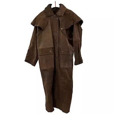 Leather Duster Western Outback Men's Large Brown Ranchwear Cowboy Weather Tough • $149