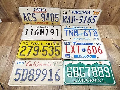 BARN/JUNK YARD FIND 70'S-90'S Vintage Lot Of 8- MIXED STATES License Plates - • $2.25