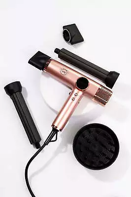 H2D 4-in-1 Ionic Magnetic Hair Dryer + Styler Styling Iron - Rose Gold • $249.95