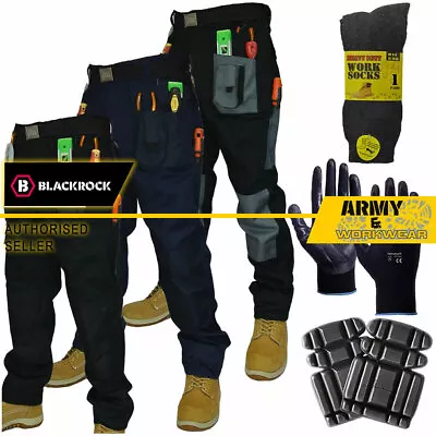 £29.99 • Buy Blackrock Mens Work Trousers Triple Stitch Pants FREE KNEE PADS GLOVES SOCKS