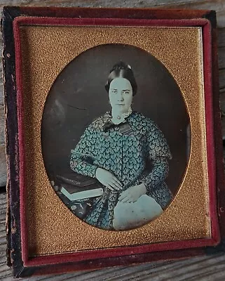 Daguerreotype Young Woman In Blue-Tinted Dress • $29.99