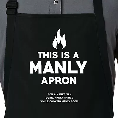 This Is A Manly Apron Husband BBQ Dad Gift Grill Cooking Bib Grilling Chef Apron • $18