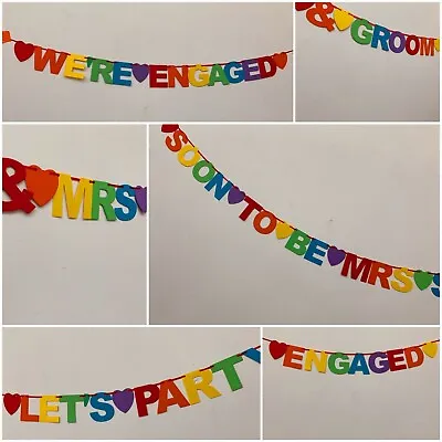 LGBT Engagement Party Banner Personalised Decorations Hen Do Rainbow Bunting • £1.29