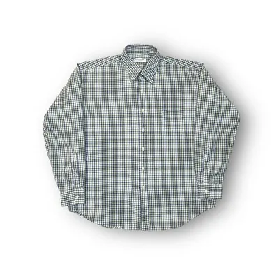 Yves Saint Laurent Green Blue & White Check Longsleeve Button Up Shirt Size L • £27.99