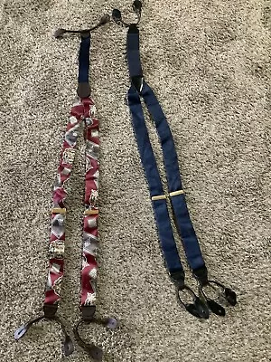 Men’s Dress Suspenders 1 Marked 100% Silk  Clips Are Marked Germany On Both • $30
