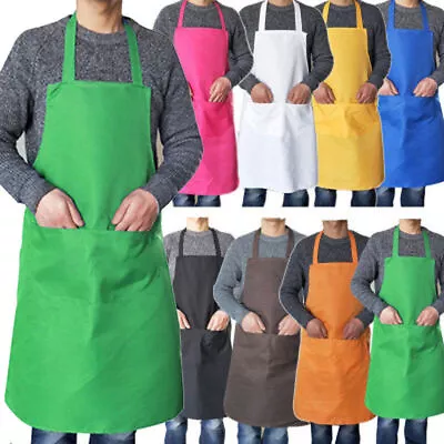 Adjustable Bib Apron Dress Men Women Kitchen Restaurant Chef Classic Cooking Bib • $2.42