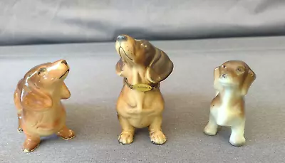 Vintage Porcelain / Ceramic Dachshund Dog Figurines  - Lot Of 3 • $34.95