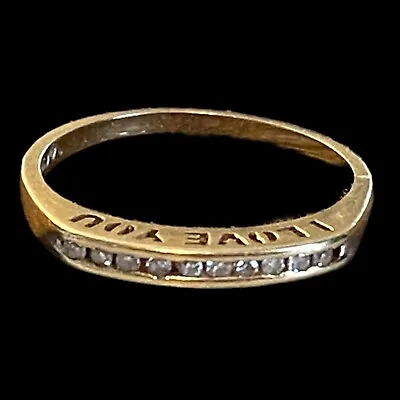 10K Gold Diamond Ring Channel Set I LOVE YOU Valentine Gift Engagement Sz 6.5 • $159.95