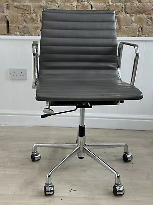 GREY. Vintage Eames ICF EA Leather Swivel Desk Office Chair • £475