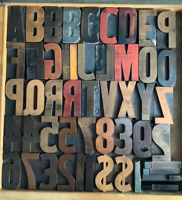 Vintage Wood Letterpress Printing Type Graphic Art Typography Print 50 Piece • $275