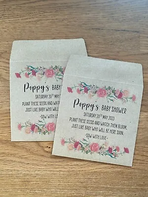 X10 Personalised Baby Shower Seed Favour Gift Envelopes • £3.49