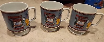 Maxwell House Coffee Cups Mugs 1970's Pedestal Footed 6 Z Set Of 3 Vintage • $19.99