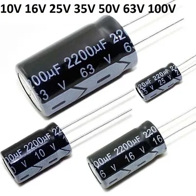 Black 10V To 100V Radial Electrolytic Capacitor 100uF 1000uF To 10000uF • £5.17