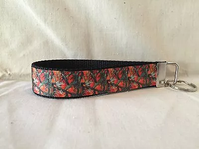 Orange Real Tree Camo Key Fob Wristlet Key Chain 1  Wide Ribbon Mossy Oak Hunter • $7