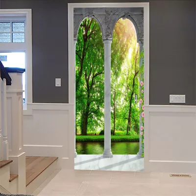 3D Window View Door Sticker Self Adhesive Removable Door Wall Mural Wallpaper Fo • £16.32