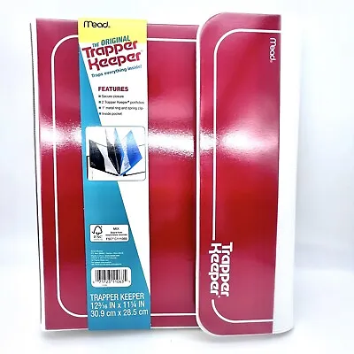 Mead Trapper Keeper Red 3 Ring Portfolio Binder Notebook 2 Folders Pocket NEW • $19.99