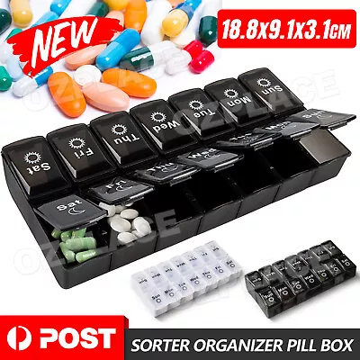 Sorter Organizer Pill Box Tablet Medicine Weekly 7 Day Container Dispenser NEW • $10.95