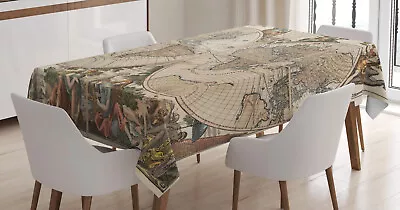 Antique World Map Tablecloth Old Continents • £15.99