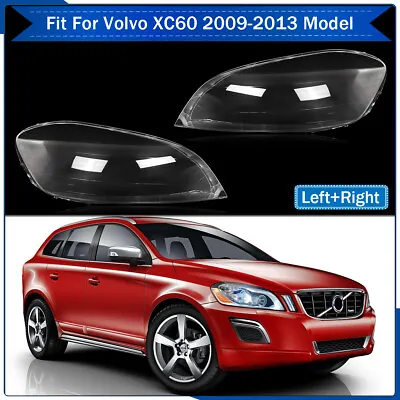 2X Clear Headlight Lens Cover For Volvo XC60 2009-2013 Lampshade Left+Right Side • $148.18