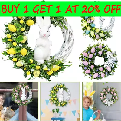 Hanging Garland Easter Rabbit Eggs Wreath Acrylic Flat Print  Bunny Door Decor • £8.88