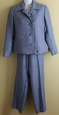 ZANG TOI LORO PIANA Blue Wool Elegant Woven Three Piece Suit Jacket Pant 4/6 S • $149.99