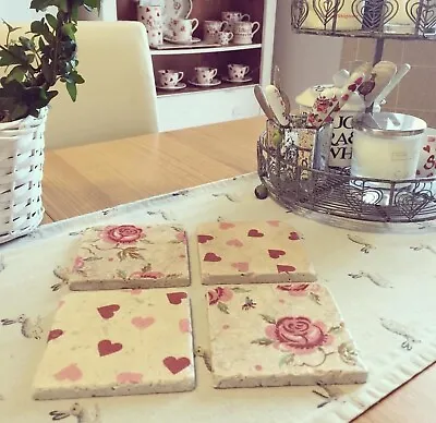 £16 • Buy Emma Bridgewater Themed Stoneware Coasters - Pink Hearts And Rose And Bee