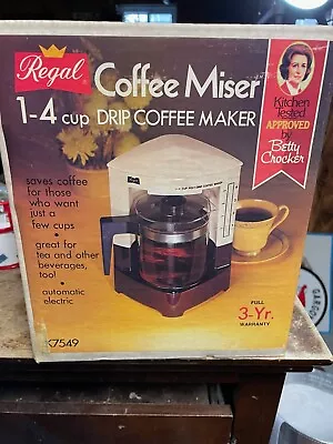 Vintage Regal Coffee Miser K7549 1 To 4 Cup Drip Coffee Maker White New Open Box • $30