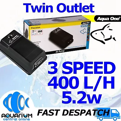 $36.81 • Buy Aqua One Precision 9500 Aquarium Air Pump Fish Tank Oxygen Aerator 2 X 200L/hr